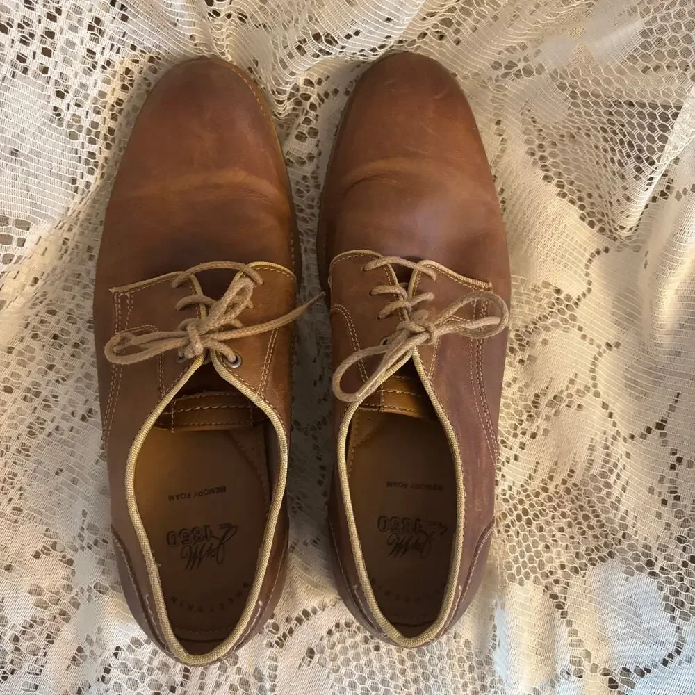Johnston & Murphy 1850 Men's US 11 M Tan Leather & Memory Foam Oxford Shoes